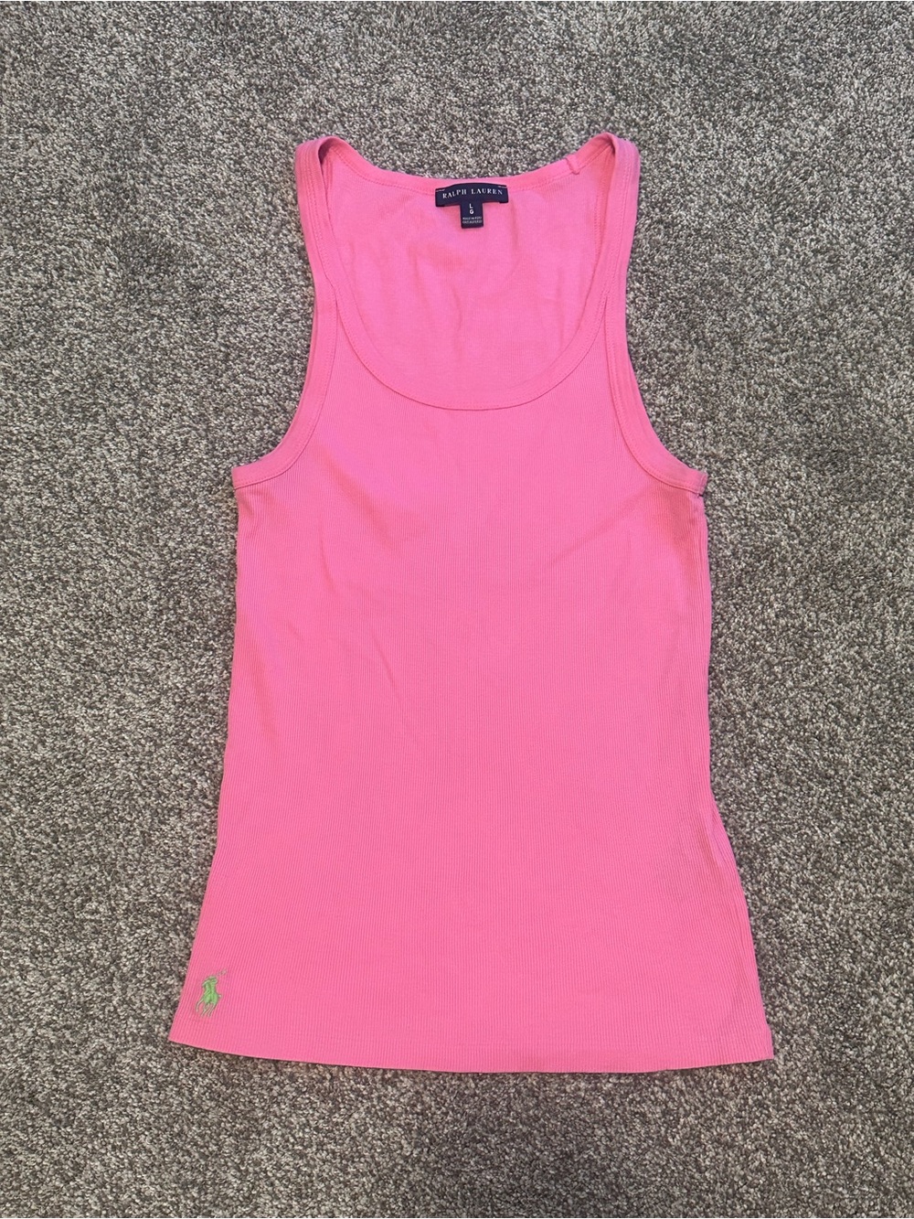 Ralph Lauren Pink Ribbed Scoop Neck Tank